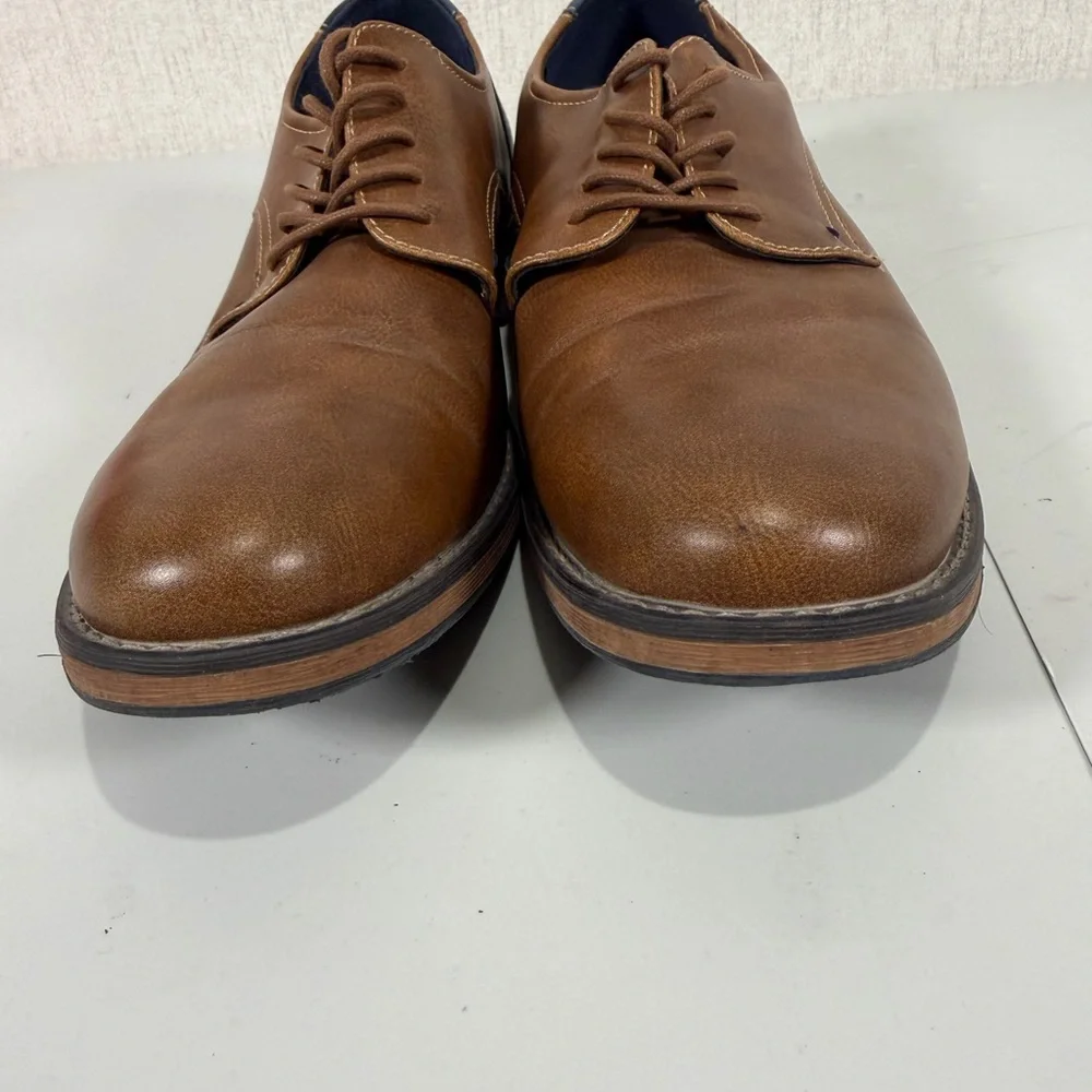 Izod kasson mens‎ Oxford dress casual shoe size 9M dark tan and navy blue